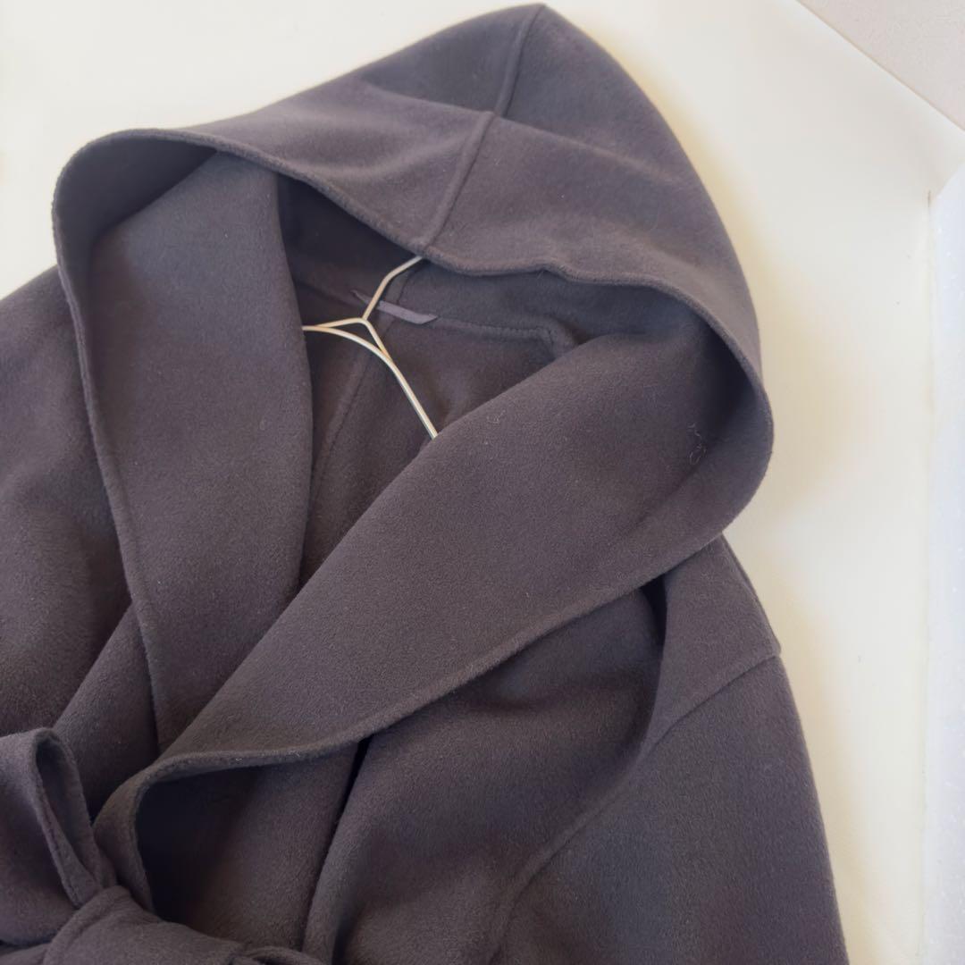 近年　定価6万　アルアバイル　ウールカシミヤ混リバーフーディコート　ベルト付き