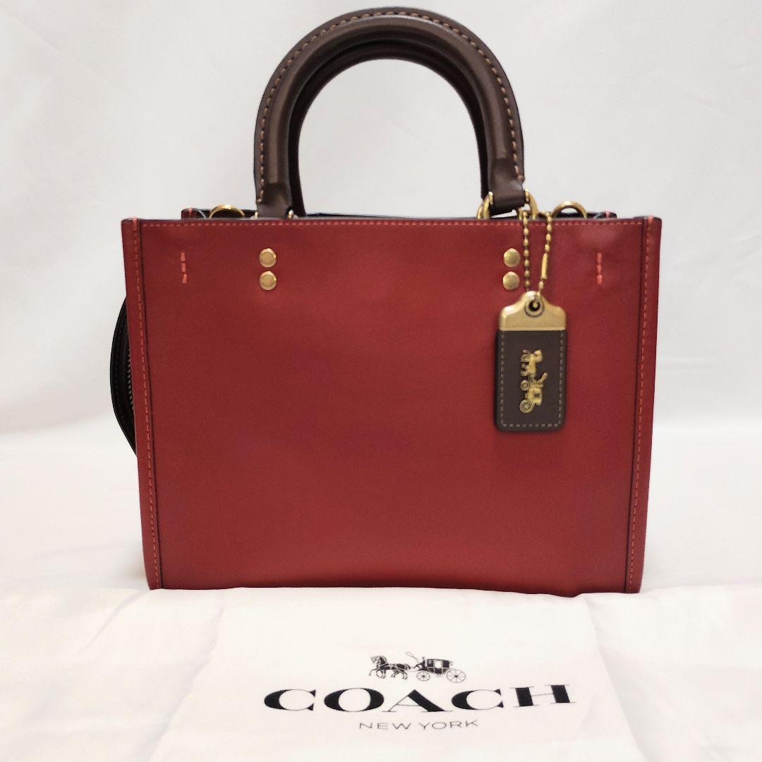 極美品✨コーチ ローグ25 3way カラーブロック　ワインレッド