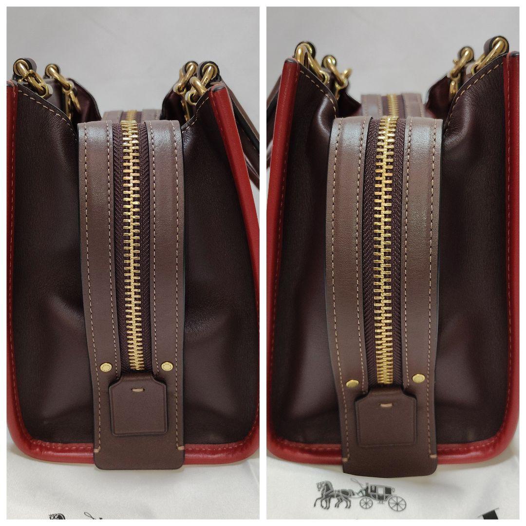 極美品✨コーチ ローグ25 3way カラーブロック　ワインレッド