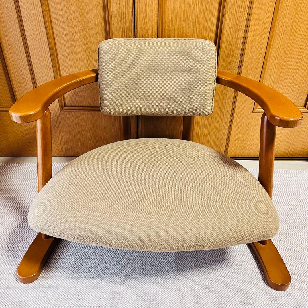 美品　無限工房 かに座 立ち上がりやすい椅子 補助 ローチェア 低座椅子
