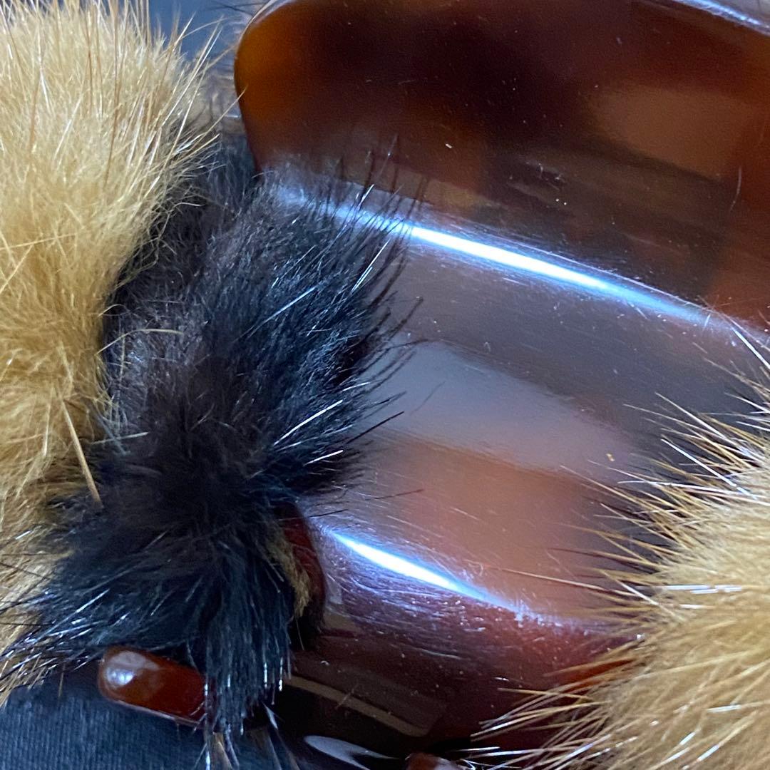 acca クリップ　ミンクファー　正規品　黒ポーチ付　ベージュ　ブラック　レア品