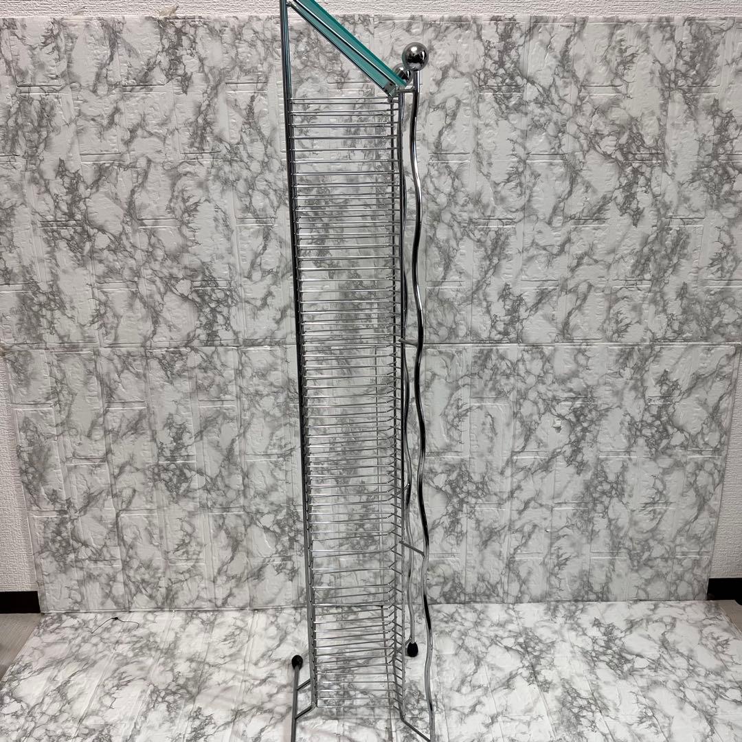 【ビンテージ】90’s ポストモダン CDラック CDタワー シルバー メタル