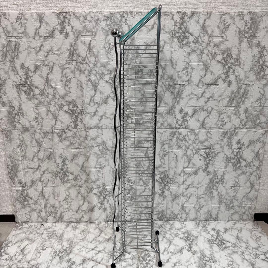 【ビンテージ】90’s ポストモダン CDラック CDタワー シルバー メタル