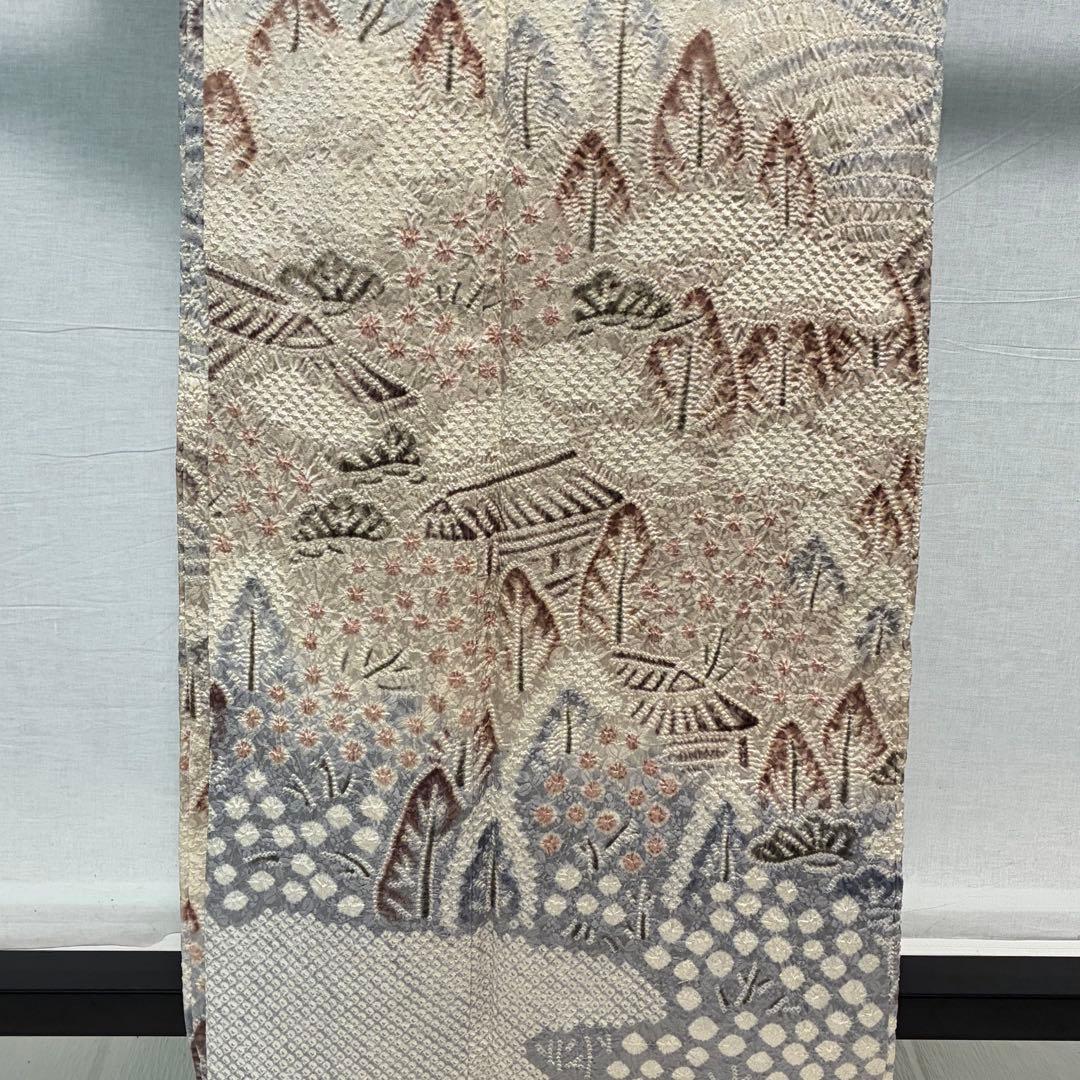 D208 藤娘きぬたや　本総絞り　訪問着　風景　流水　波　正絹　着物　袷　極美品