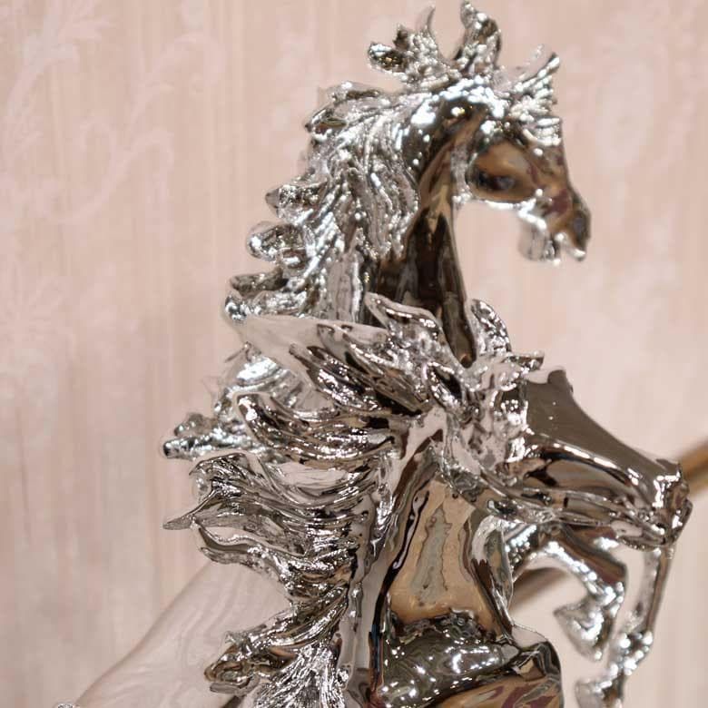馬の置物 オブジェ ツインホース 風水 縁起物 オーナメント シルバー