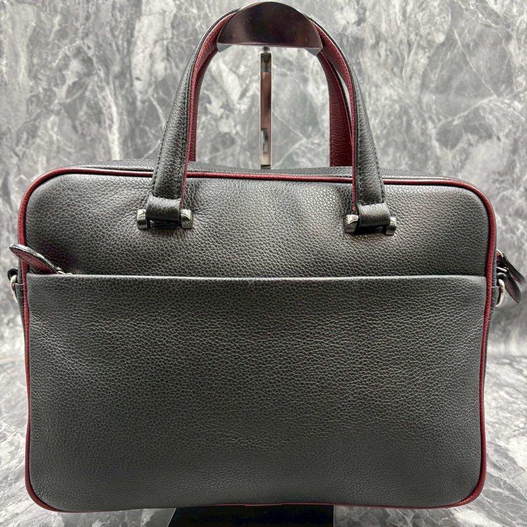 未使用級 タケオキクチ 2wayブリーフケース オールレザー ブラック 現行