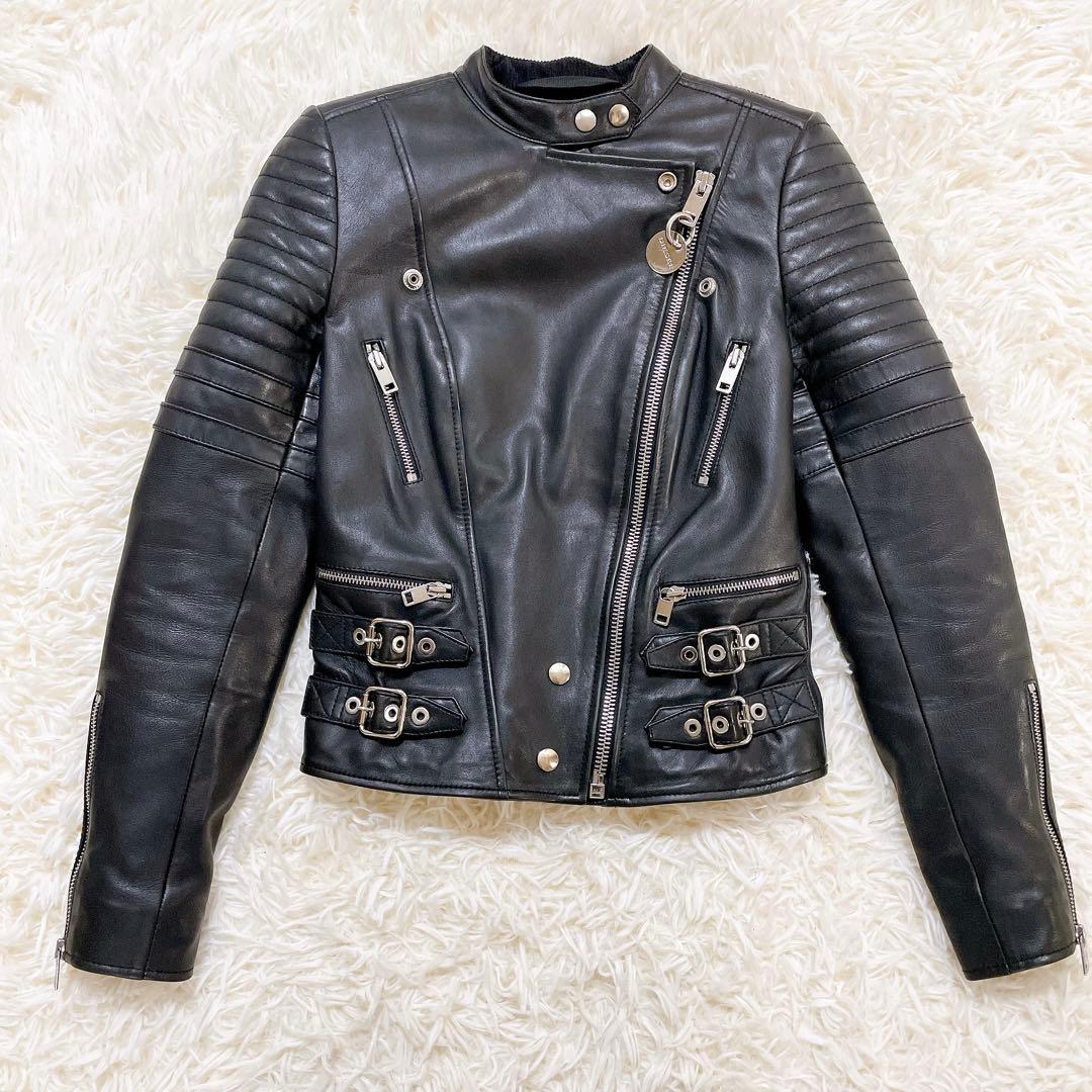 美品✨ディーゼル 2wayラムレザージャケット　黒　ロゴプレート　中綿　ショート