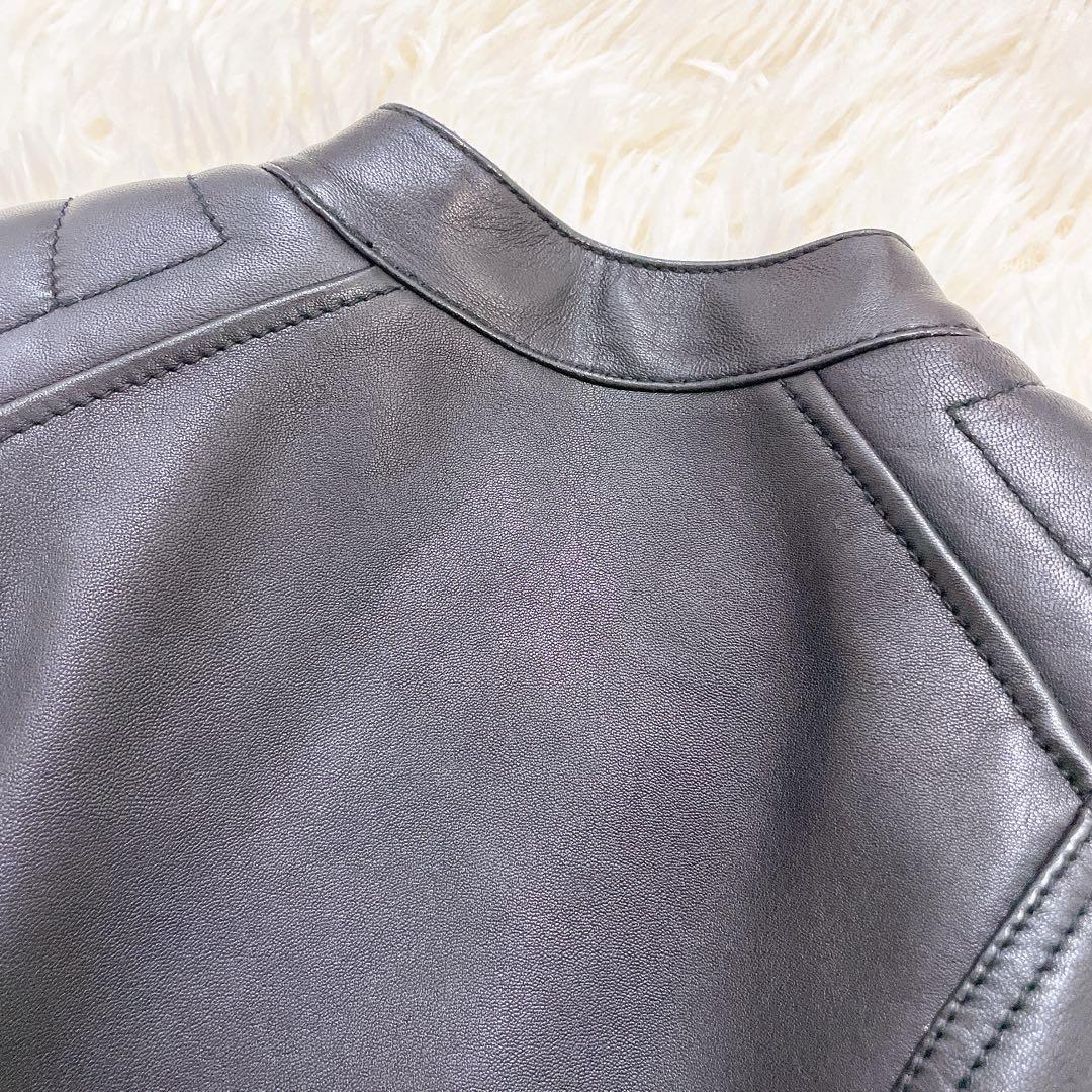 美品✨ディーゼル 2wayラムレザージャケット　黒　ロゴプレート　中綿　ショート