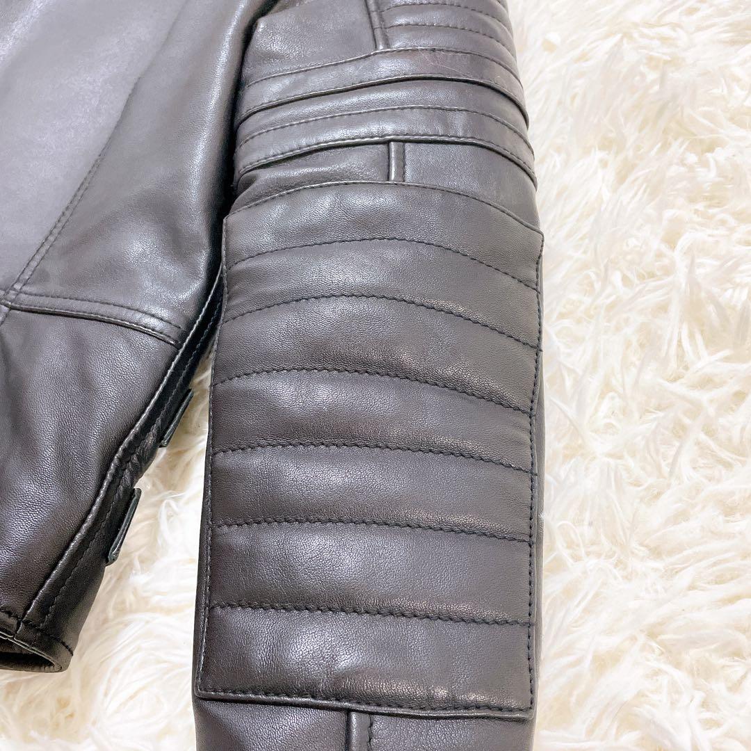 美品✨ディーゼル 2wayラムレザージャケット　黒　ロゴプレート　中綿　ショート