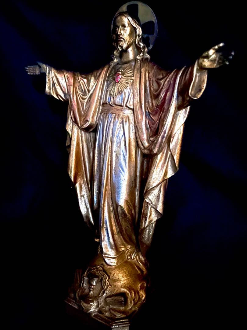 【貴重】イエス・キリスト像 ブロンズ像 浄化 聖母 イコン 絵画 アンティーク