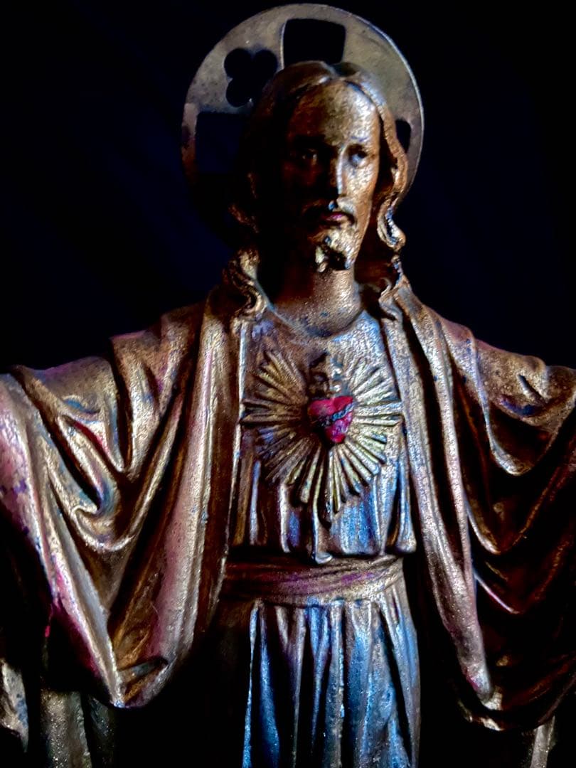 【貴重】イエス・キリスト像 ブロンズ像 浄化 聖母 イコン 絵画 アンティーク