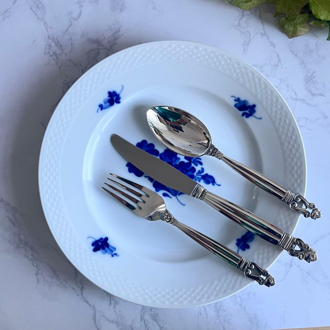 【未使用】ジョージ ジェンセン ACORN エコーン ディナー3本セット 純銀製