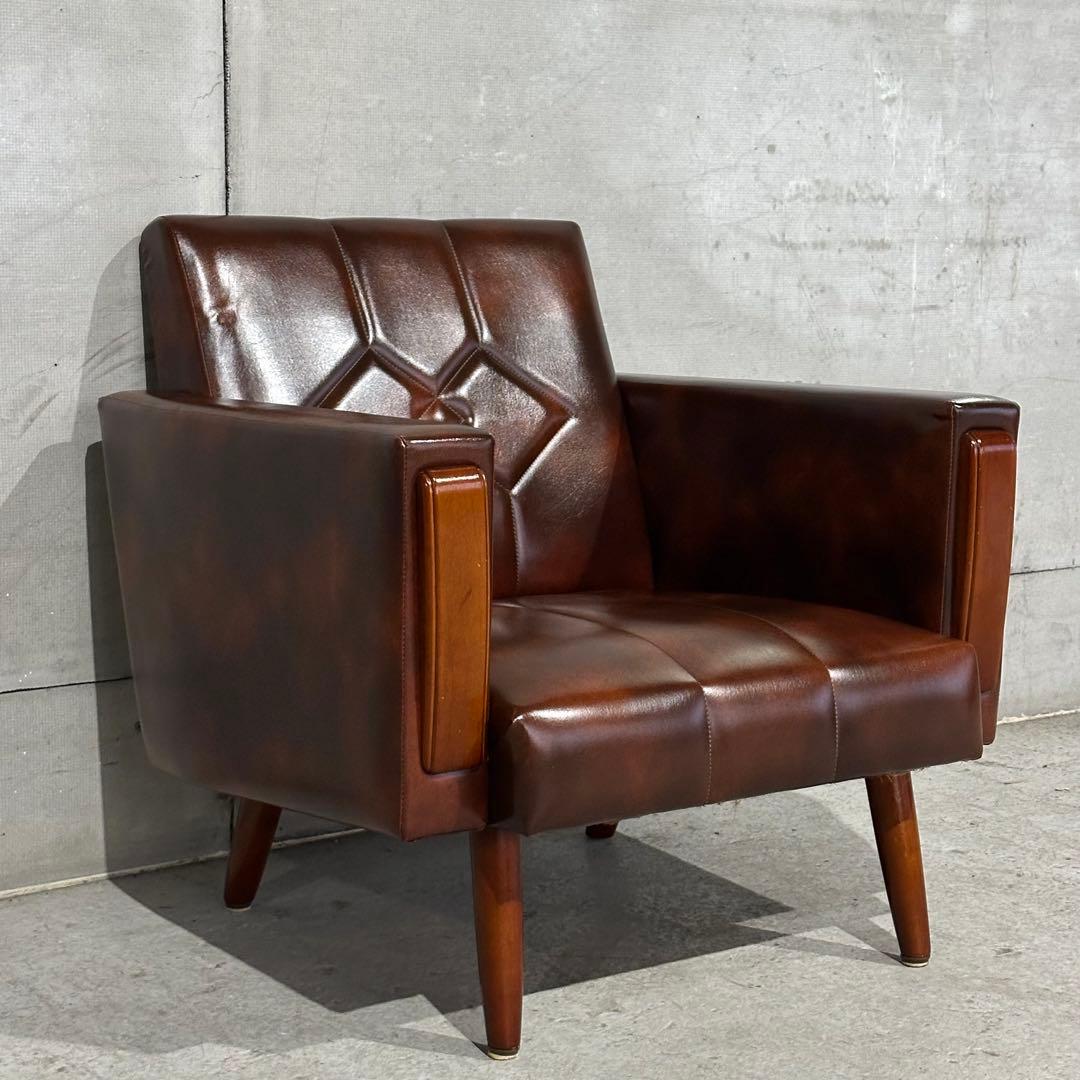 ✦70s✦ ヴィンテージ ソファー ダイヤステッチ レトロ 喫茶店スタイル　合皮