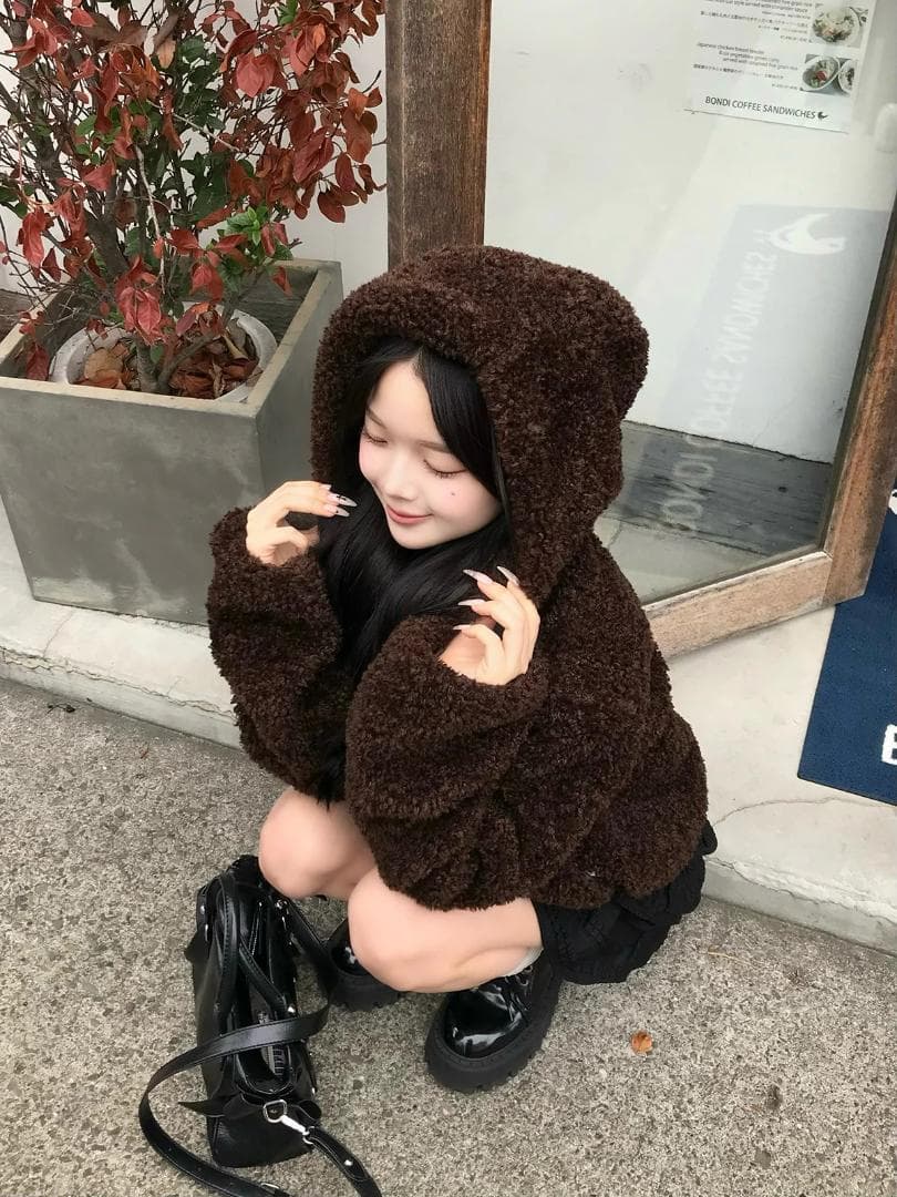 emmy プードルファータッチボタンコート