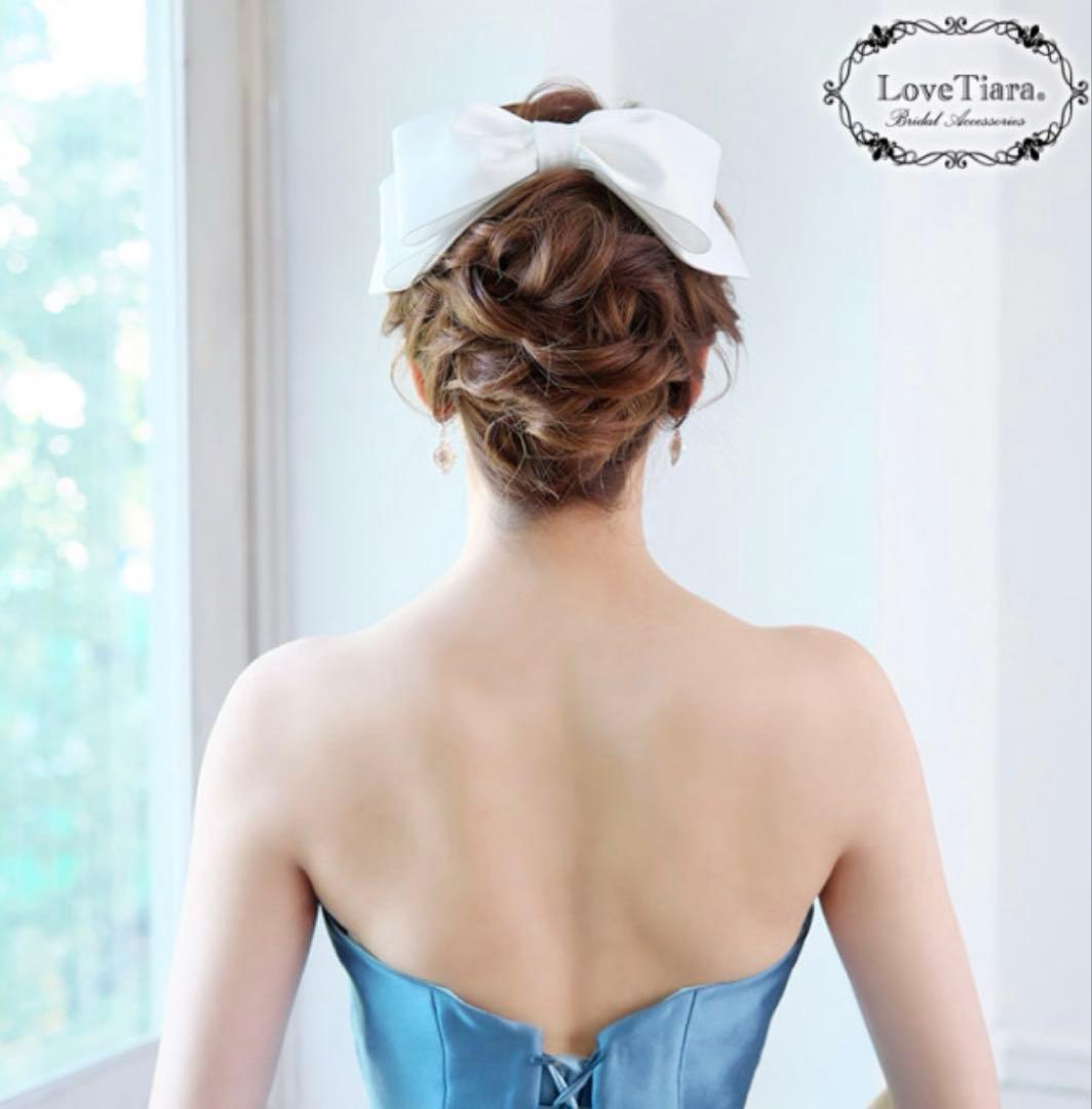 ホワイトリボン　ヘアアクセサリー　ラブティアラ