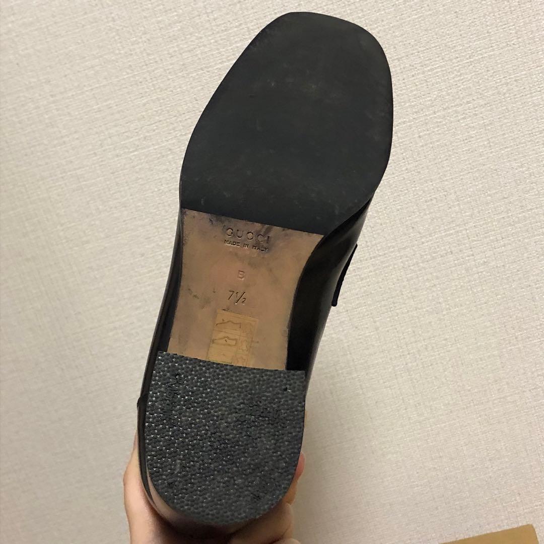 グッチ　GUCCI ホースビット　ローファー　ヒール　ブラック　黒　レザー
