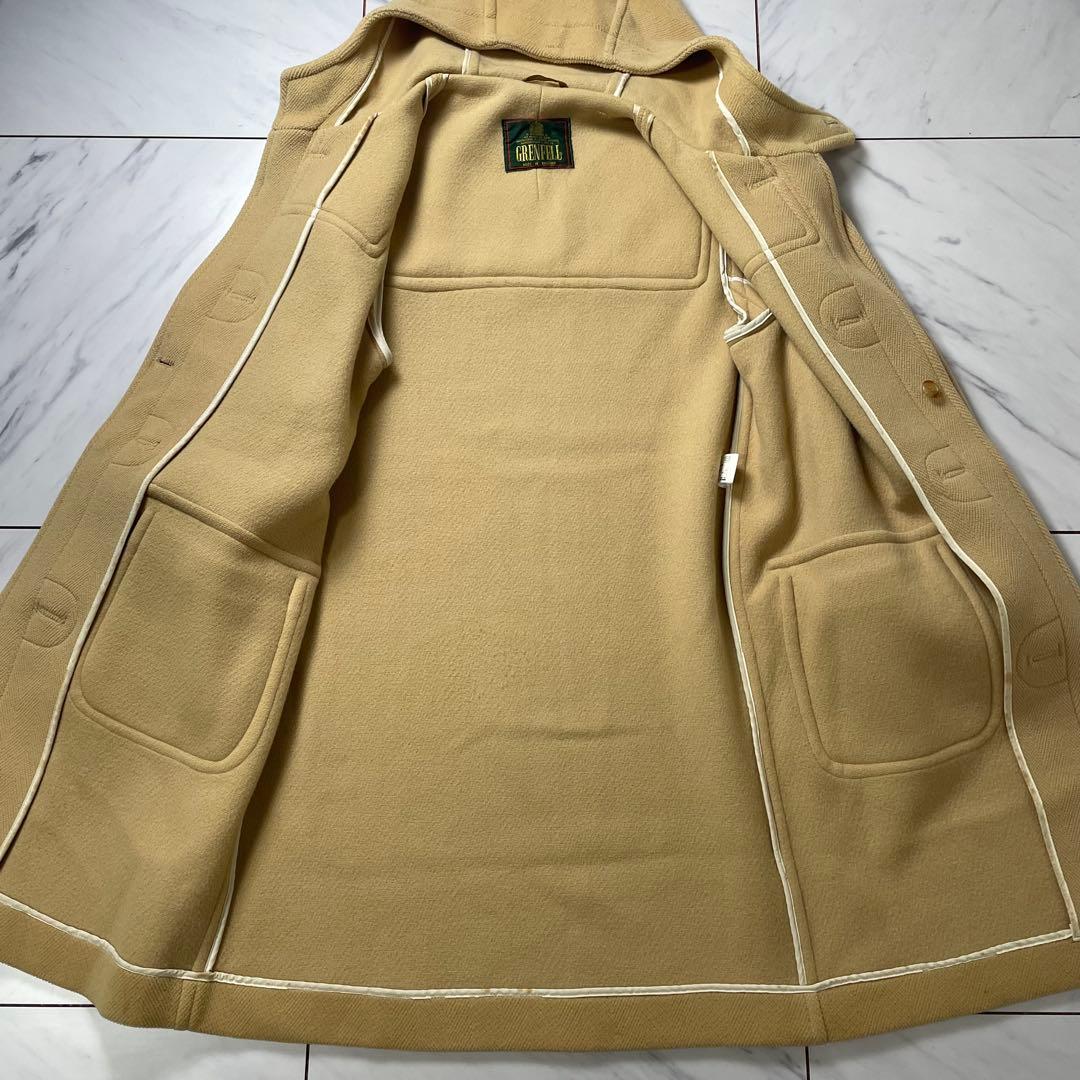 緑タグ グレンフェル ヘリンボーン ダッフルコート 英国製 キャメル メンズ34