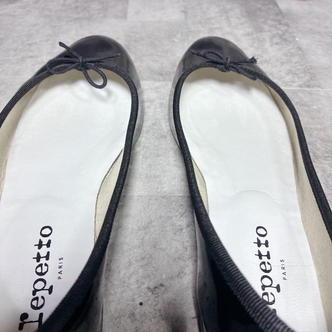 【良品】✨repetto バレエシューズ　フラットパンプス　エナメルBK 37