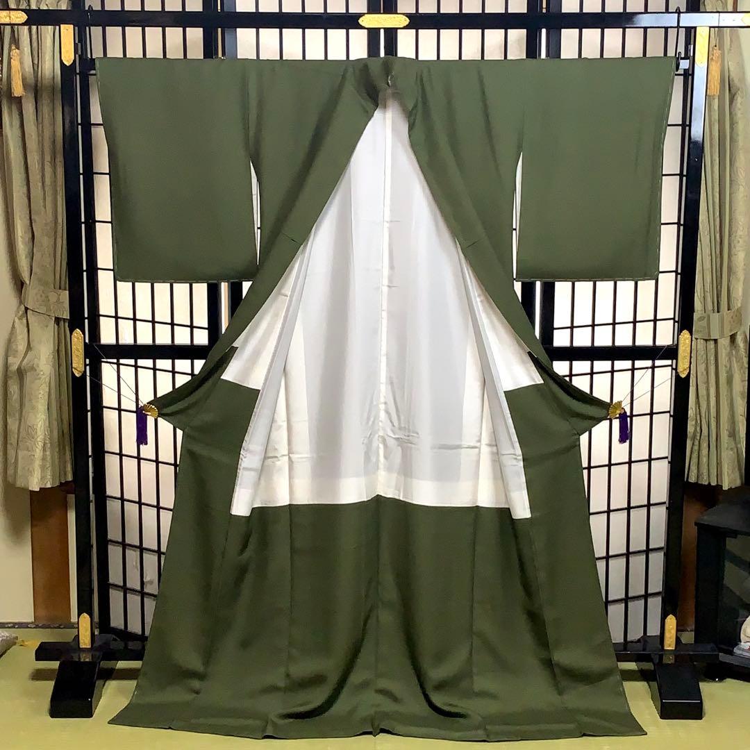 【コロ　】君島一郎　寿光織　色無地　一ツ紋　身丈172.5cm 長身で細身