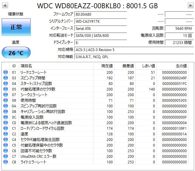WD Blue 8TB 内蔵型 HDD WD80EAZZ