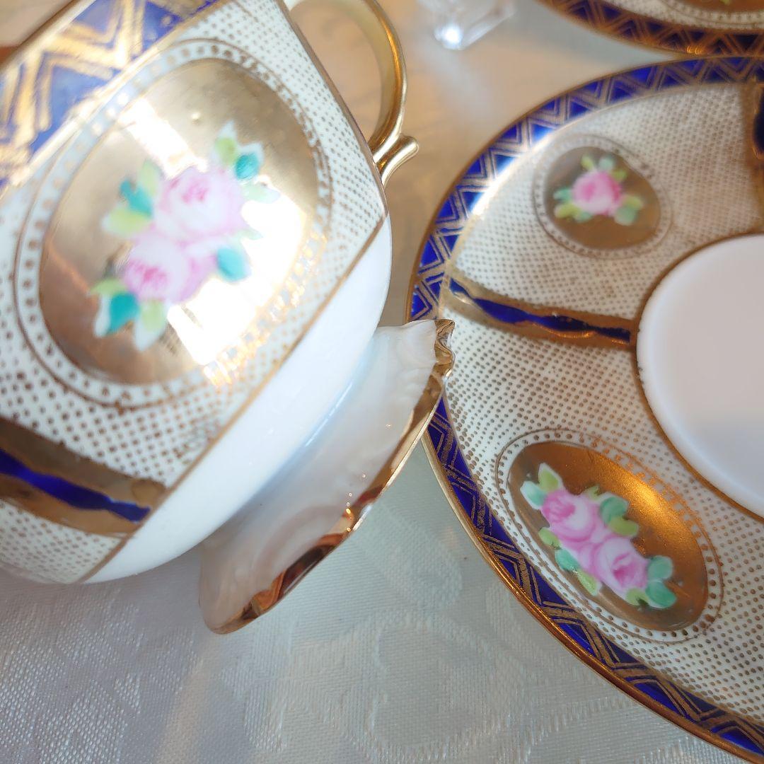 オールドノリタケ　カップ＆ソーサー　トリオ　お皿　アンティーク　薔薇　金彩