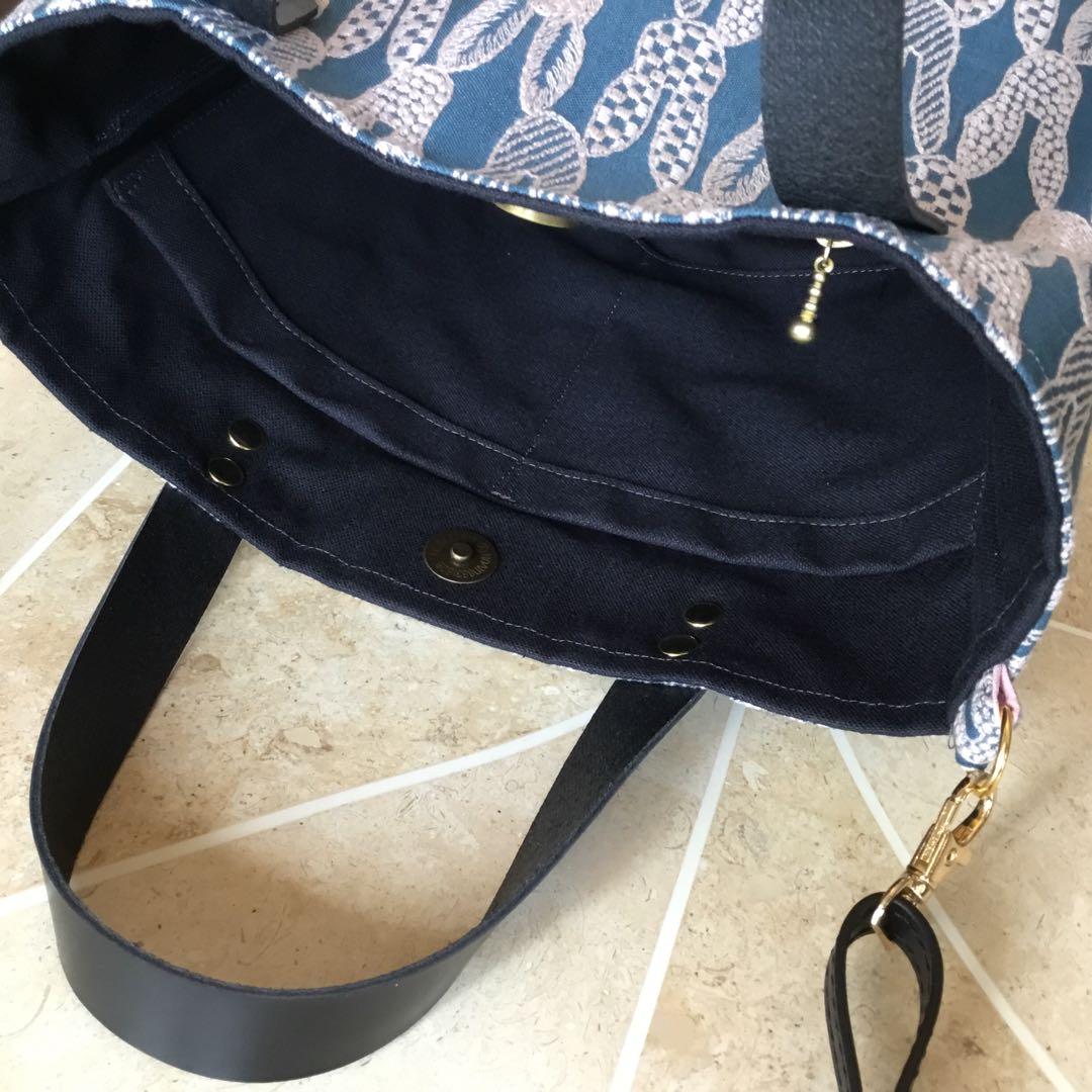 ミナペルホネンpomppiaブルー　丸底ショルダーバッグハンドメイド