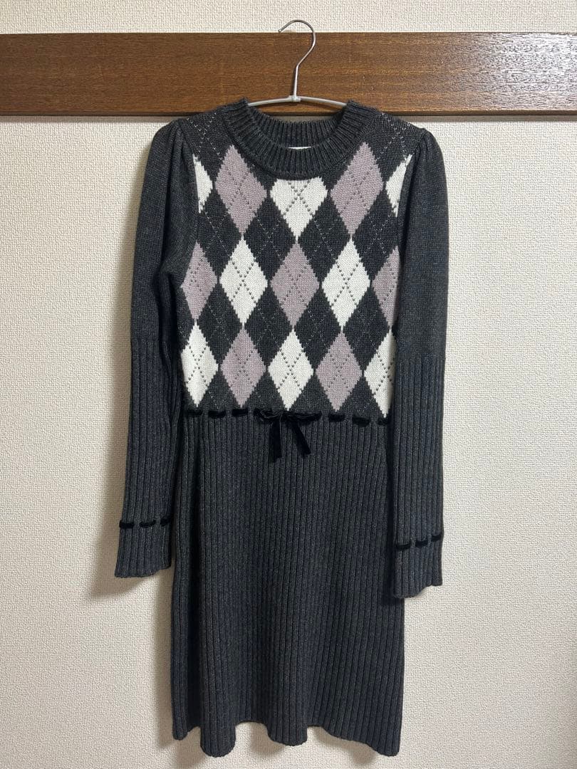 ワンピース Herlipto Moor Argyle Ribbon Knit Dress