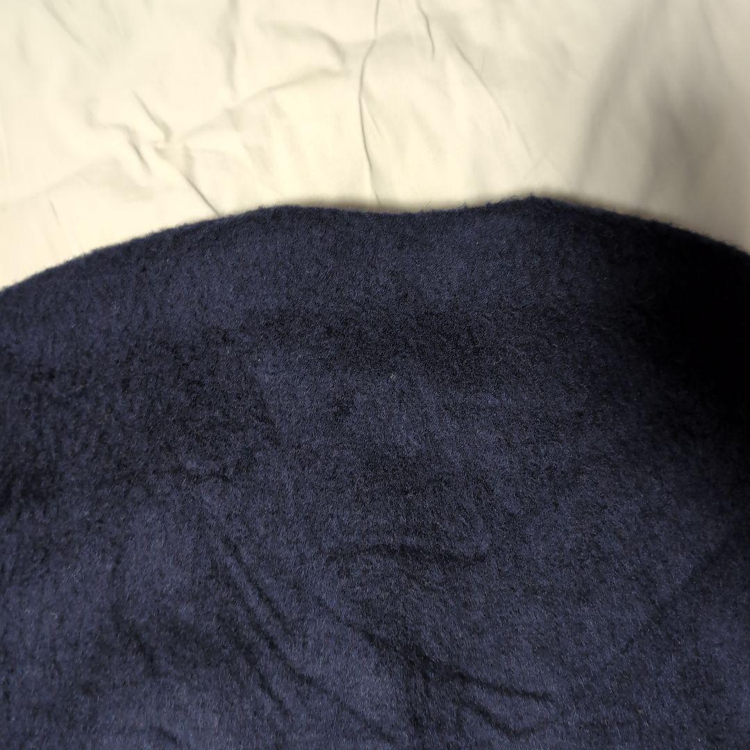 SHIPS any シャギー ノーカラー コクーン コート ネイビー 24AW