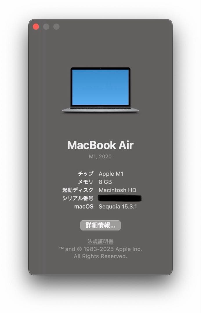 MacBook本体 MacBook Air M1 2020 256GB
