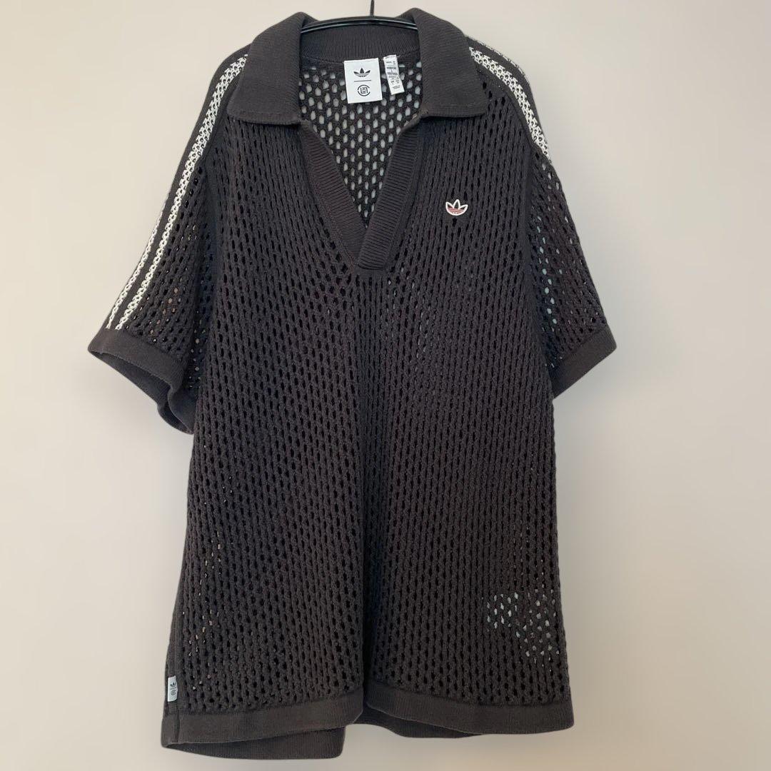トップス adidas CLOT CROCHET POLO CARBON