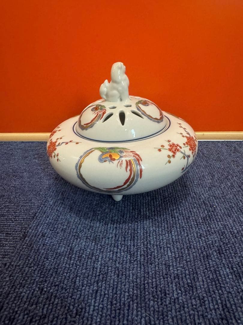 2011 有田焼 弥左衛門 作 染錦鳳文　香炉　未使用
