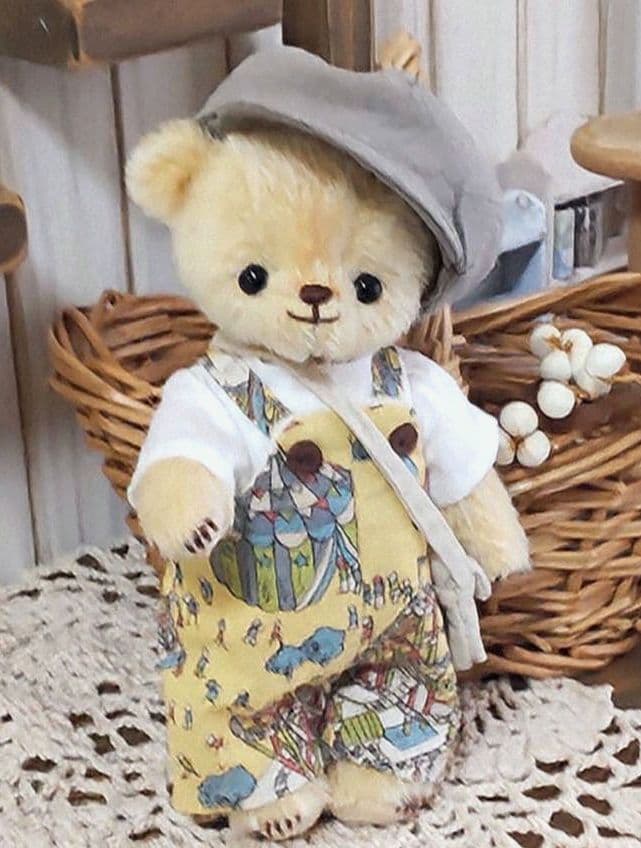 ハンドメイド テディベア ストレートモヘア ベージュ色 手作り