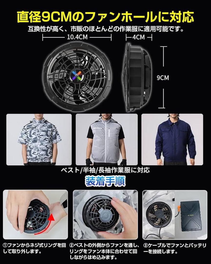 新品‼️42V超高出力 超強風 作業服ファンバッテリーセット風量調節PSE認証済