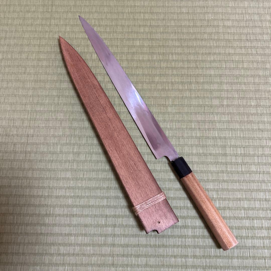 堺一文字忠国　本焼　柳刃　包丁　和包丁　尺一　鞘付き　黒水牛八角柄　刺身　波紋