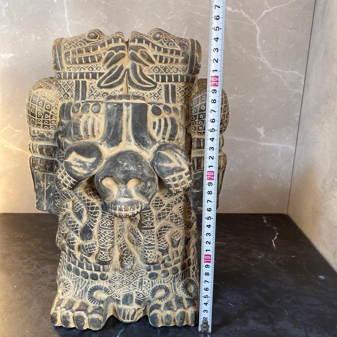 高36cm アステカ神話の地母神コアトリクエの像　インテリア　メキシコ工芸品