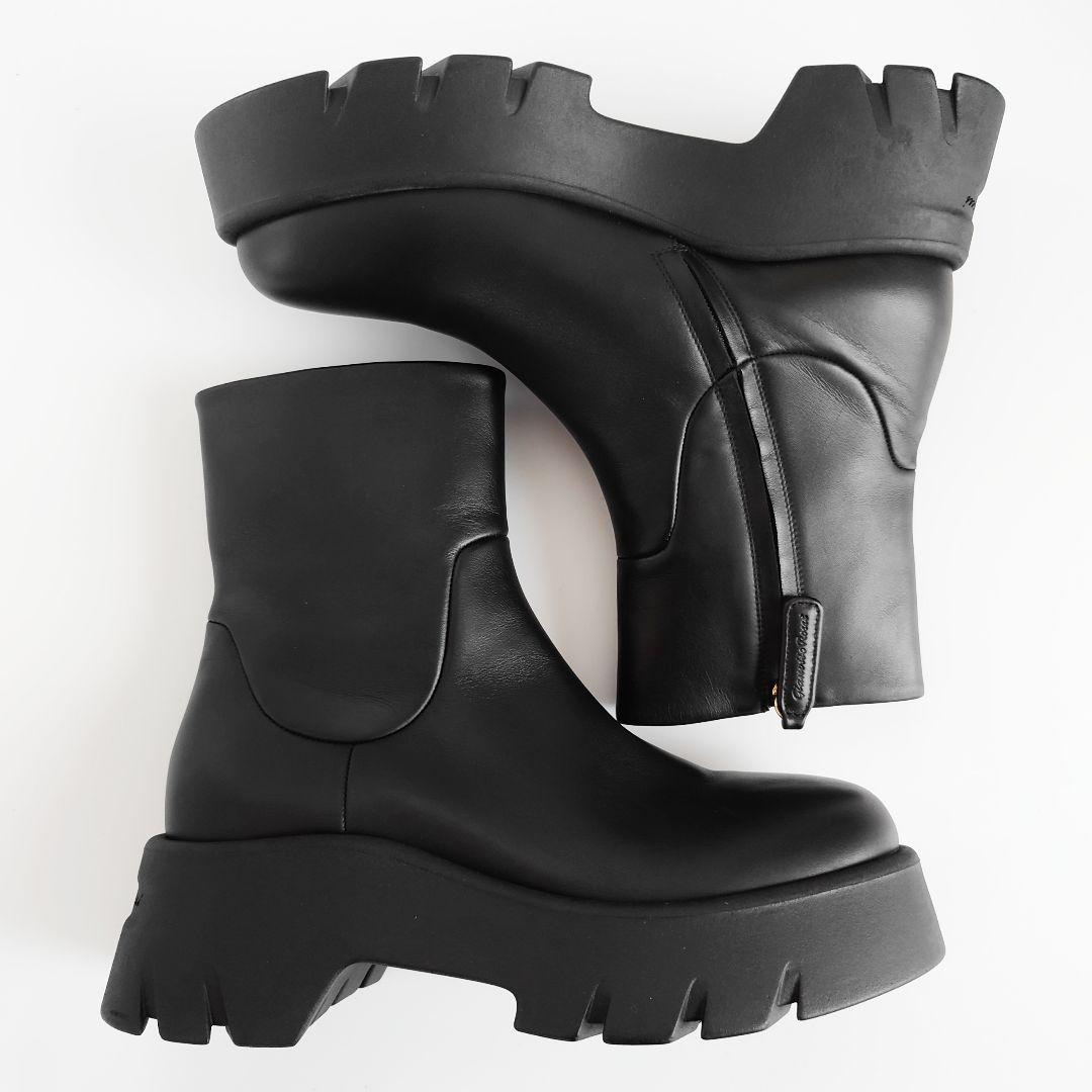 未使用 ジャンヴィトロッシ サイドジップ レザー ブーツ セルジオロッシ