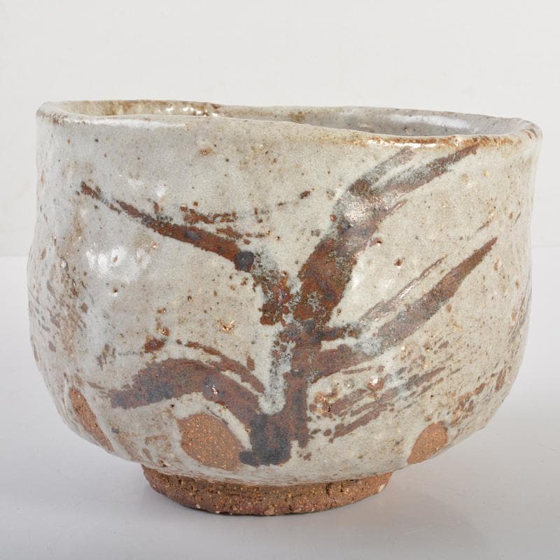 茶道具　加藤唐九郎　一無斎（一ム斎）作　鼠志野　茶碗　共布共箱　D　R6708