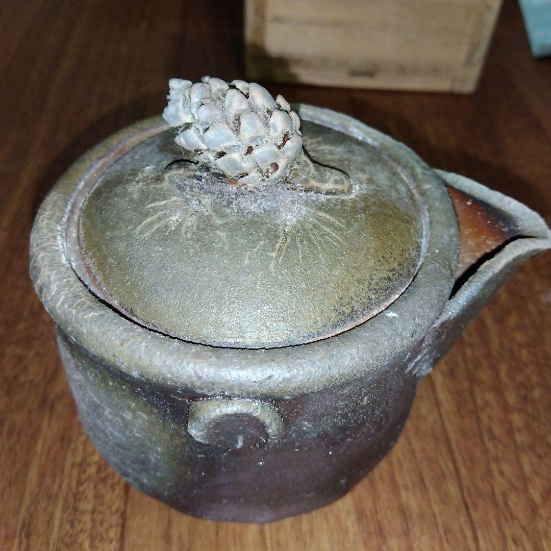 宝瓶 備前陶苑 陶器製 松の実 急須 木箱付き 共箱付き 松ぼっくり 備前焼