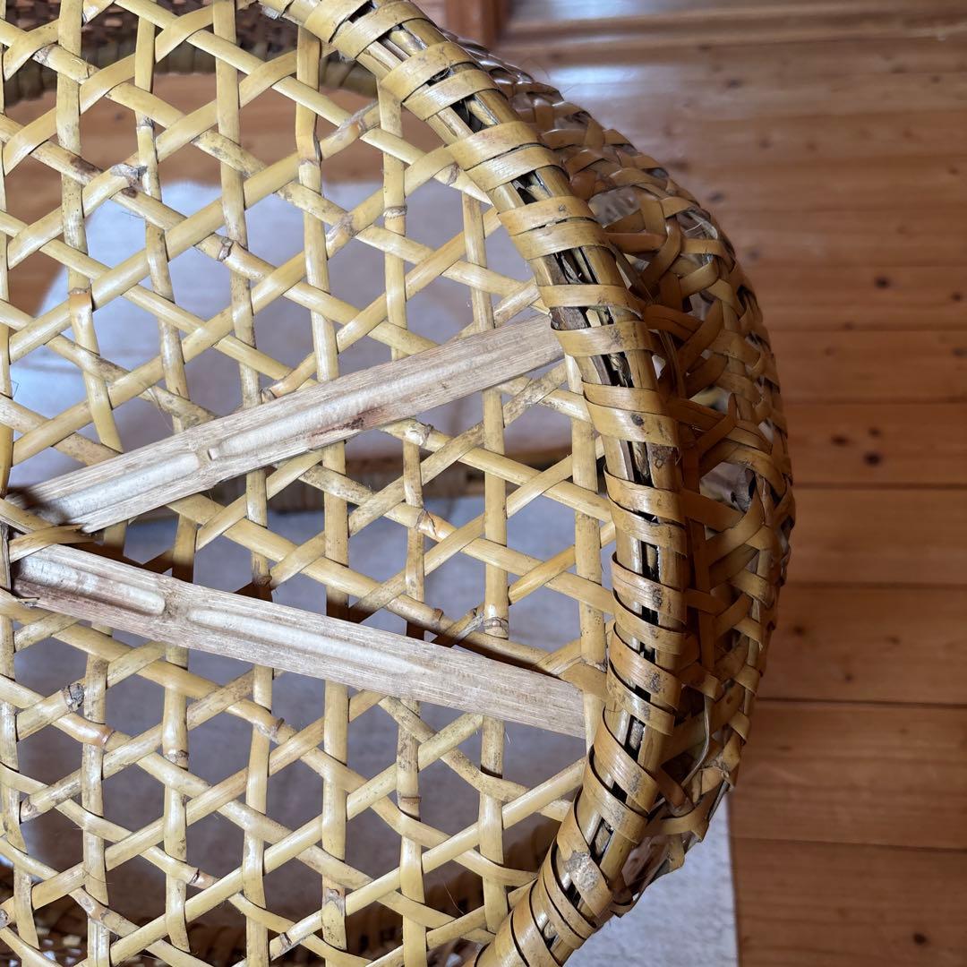 激レア　入手困難　根曲がり竹手籠　昭和レトロな逸品　￼ヴィンテージ　大きなサイズ