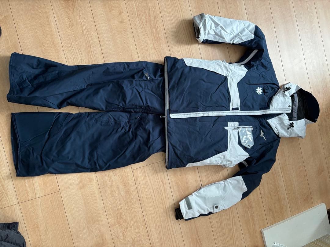 Mizuno スキーウェアセット ネイビー/ホワイト　上XS.下Ｓサイズ