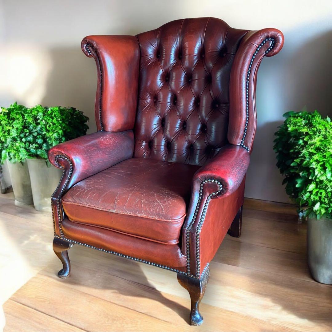 【お値下げ！】イギリス 本革 チェスターフィールド ソファ チェア