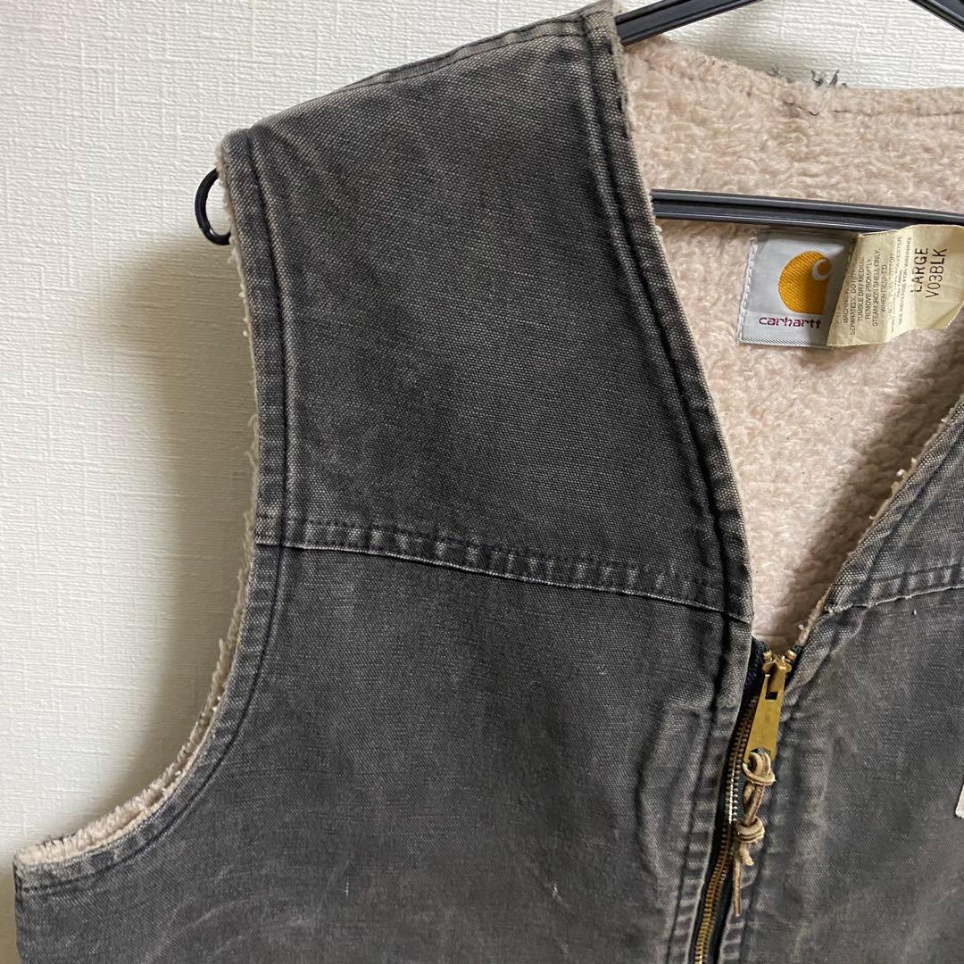 USA製 Ｌサイズ　スミクロ　フェードブラック　ダックベスト　裏ボア　カーハート