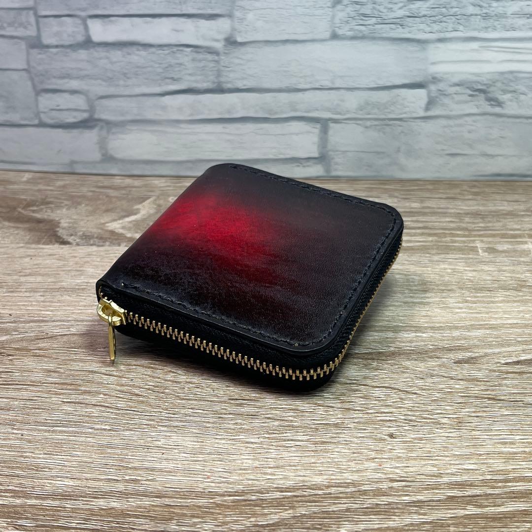 ミドルルアーワレット　本革レザー　手染めアンティークレッド　ハンドメイド　渓流