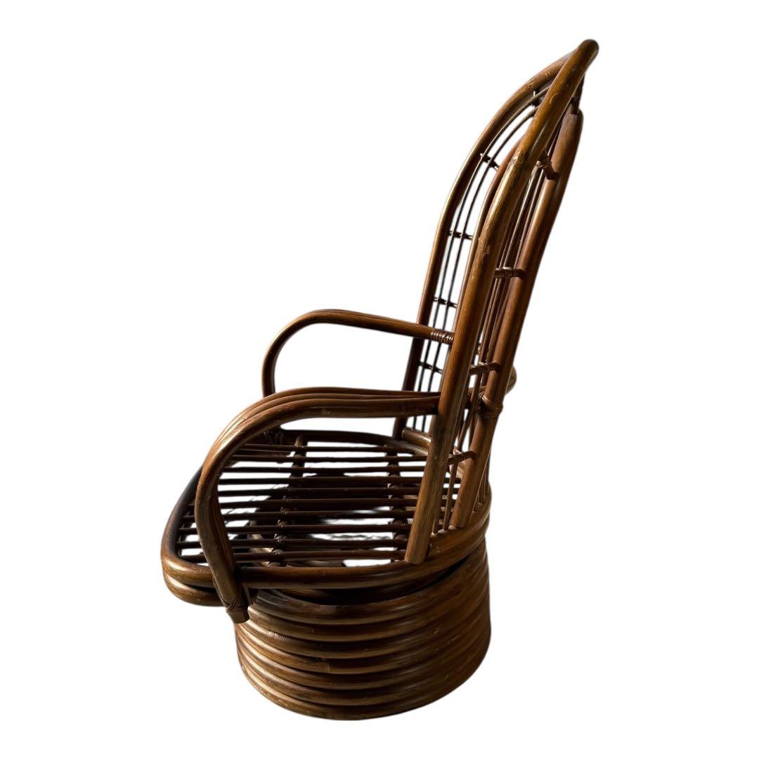 昭和レトロ 古家具 回転式ラタンチェア