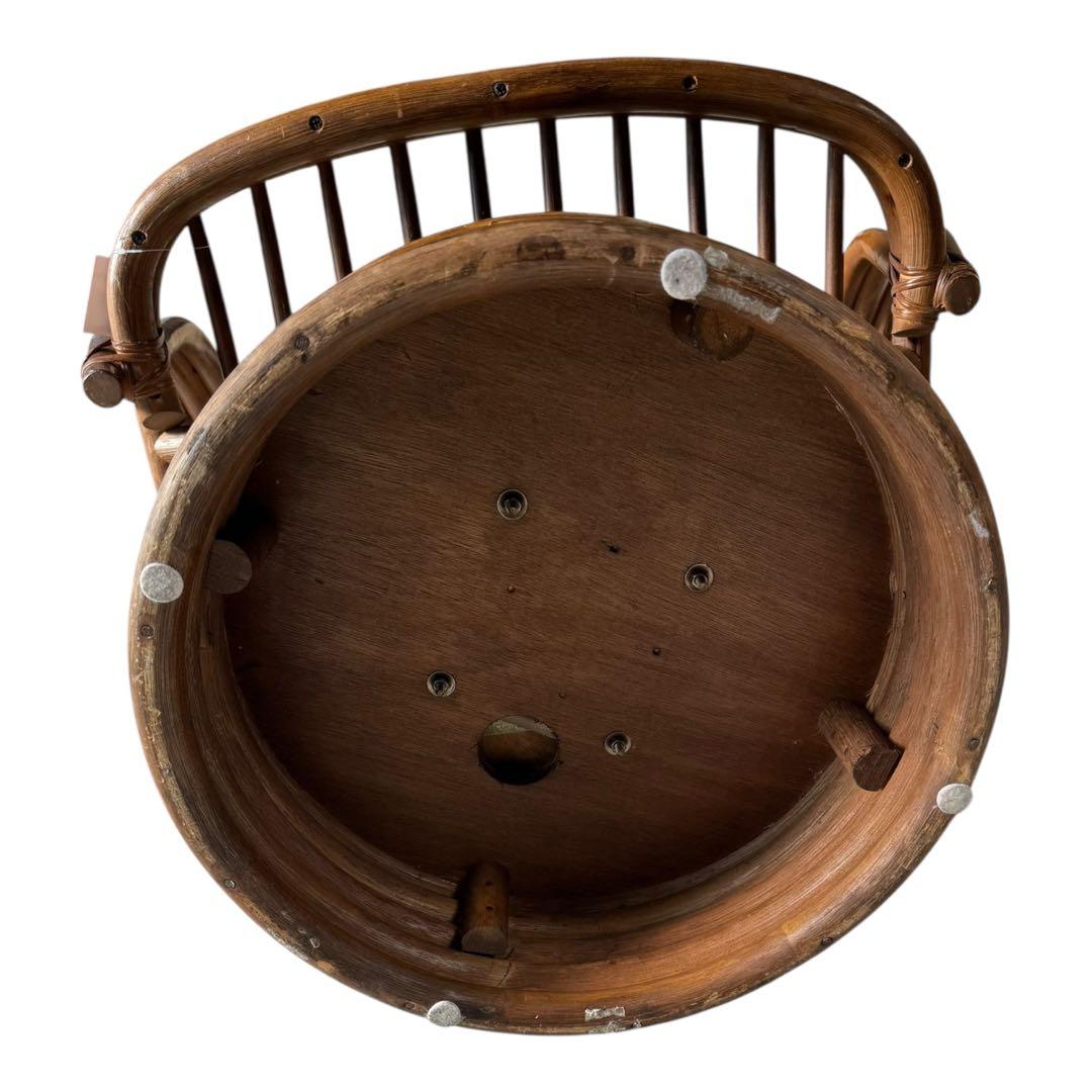 昭和レトロ 古家具 回転式ラタンチェア