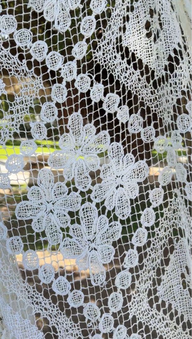 アンティーク　ヴィンテージ　テーブルクロス　カーテン　リネン　クロシェ編み鍵あみ