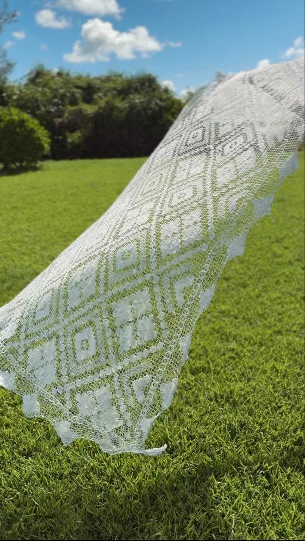 アンティーク　ヴィンテージ　テーブルクロス　カーテン　リネン　クロシェ編み鍵あみ