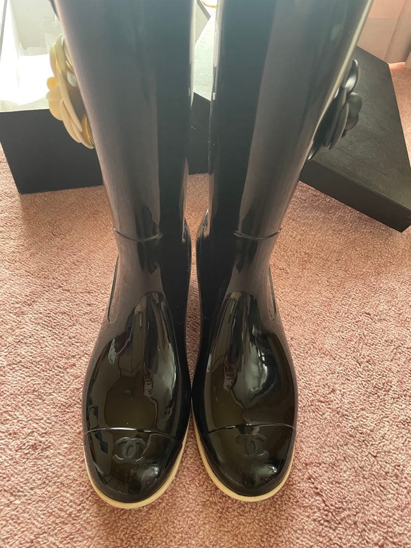 シャネル　CHANEL ブーツ　レインブーツ　40