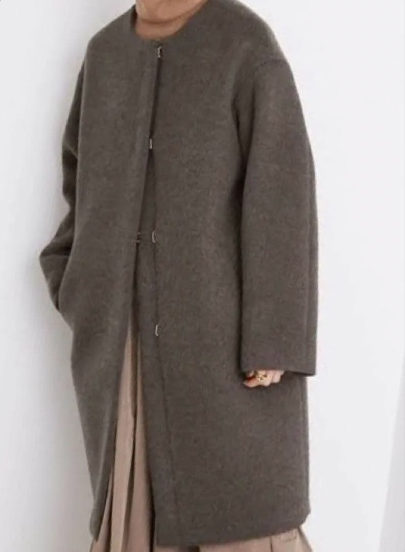 IENA ラムウールノーカラーロングコート 34サイズ 22AW 日本製