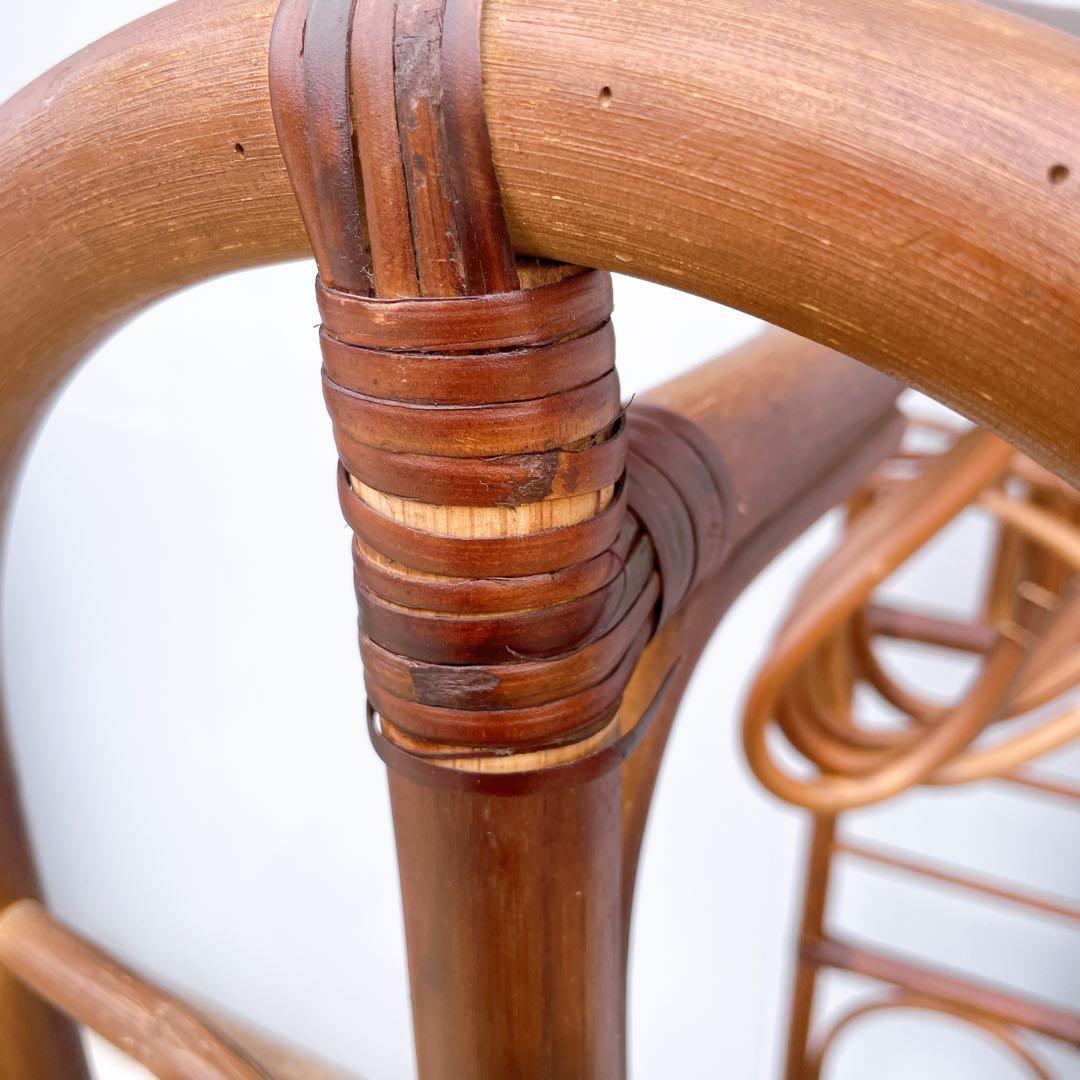 籐 ラタンハンガーラック 籐家具 アンティーク家具 キャスター付 昭和レトロ